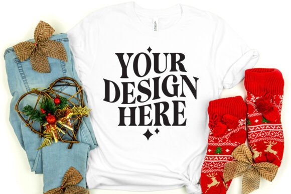 Christmas Bella Canvas 3001 Mock White for Product Mockups