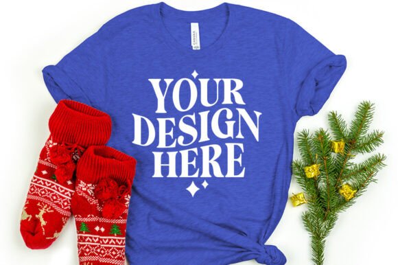 Christmas Bella Canvas 3001 Mockup Royal for Product Mockups