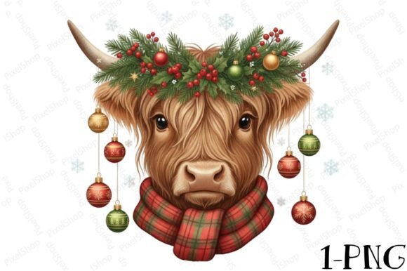Christmas Highland Cow, Christmas PNG: A Brand Designer’s Review for T-Shirt Designs