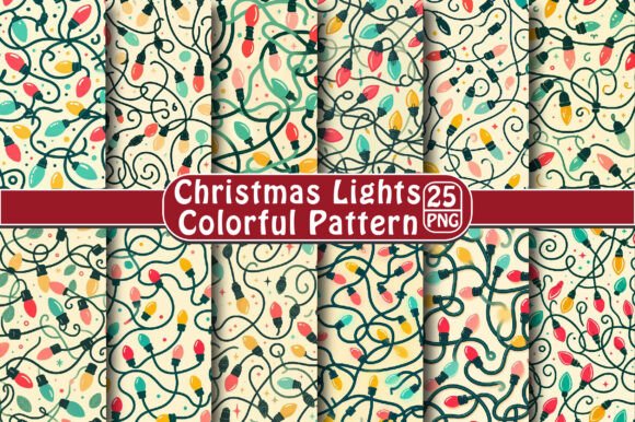 Christmas Lights Colorful Pattern for Festive Branding and Packaging