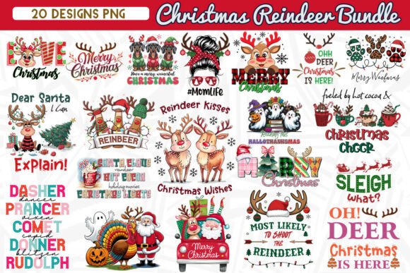 Christmas Reindeer Sublimation Bundle & Print Templates