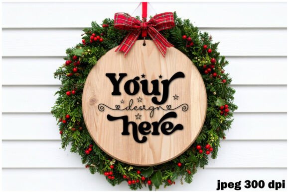 Christmas Round Sign Mockup 12 for Crafts and Branding