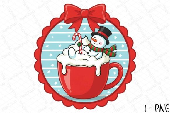 Christmas Snowman Cocoa Hand-Drawn Frame and T-Shirt Designs