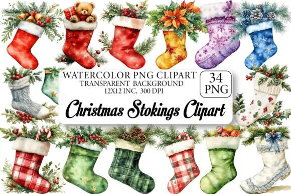 Christmas Stokings Clipart and Patterns for Branding