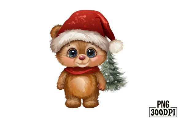 Cute Bear with Christmas Clipart 3: A Versatile Graphic Design Asset for Content Creators
