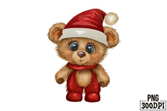 Cute Bear with Christmas Clipart for Crafts and Merch