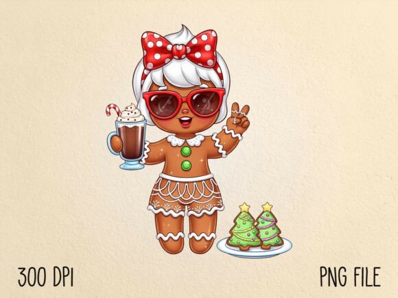 Cute Gingerbread Girl Christmas PNG for T-Shirt Designs