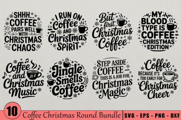 Funny Christmas Coffee Quotes SVG Bundle for Crafts and Blog Graphics