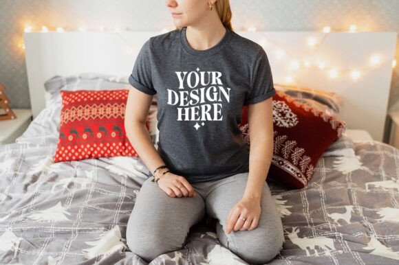 Gildan 64000 Christmas T-Shirt Mockup 21: A Festive Graphic Design Asset for Local Business Branding