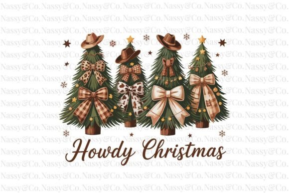 Howdy Christmas Tree Western Cowboy PNG: T-Shirt Designs