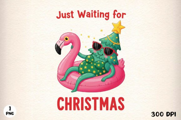 Just Waiting for Christmas PNG: A Festive Graphic Design Asset for T-Shirt Designs