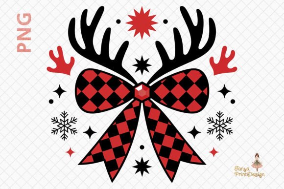 Plaid Christmas Deer Antlers PNG Clipart Review for Real Embroidery Projects
