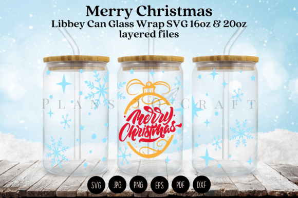 Snowflake Christmas Can Glass Wrap SVG for Tumbler Wraps