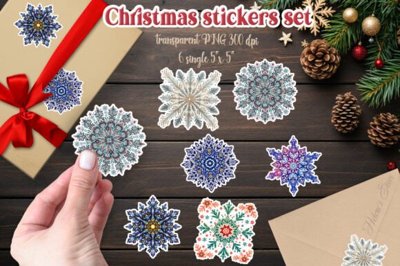 Winter Snowflakes Stickers Christmas Png in Crafts